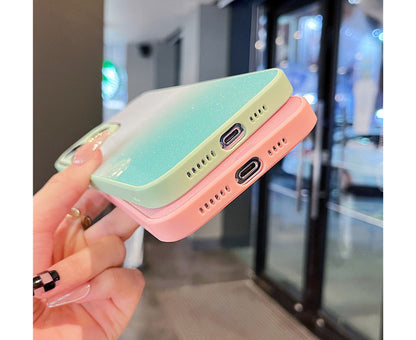 Anymob iPhone Case Blue Gradient Glitter Bling Case Protective Soft Silicone Mobile Cover For iPhone 14 11 12 13 Pro Max X XR XS Max 7 8 Plus SE 2020-Mobile Phone Cases-PEROZ Accessories