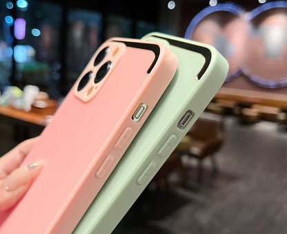 Anymob iPhone Case Green Frosted Skin Feel Camera Protection Mobile Cover For iPhone 14 11 12 13 Pro XS Max X XR 7 8 Plus-Mobile Phone Cases-PEROZ Accessories