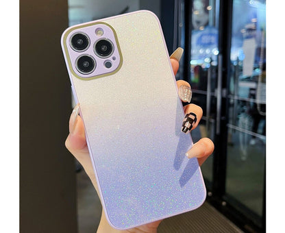 Anymob iPhone Case Purple Gradient Glitter Bling Case Protective Soft Silicone Mobile Cover For iPhone 14 11 12 13 Pro Max X XR XS Max 7 8 Plus SE 2020-Mobile Phone Cases-PEROZ Accessories