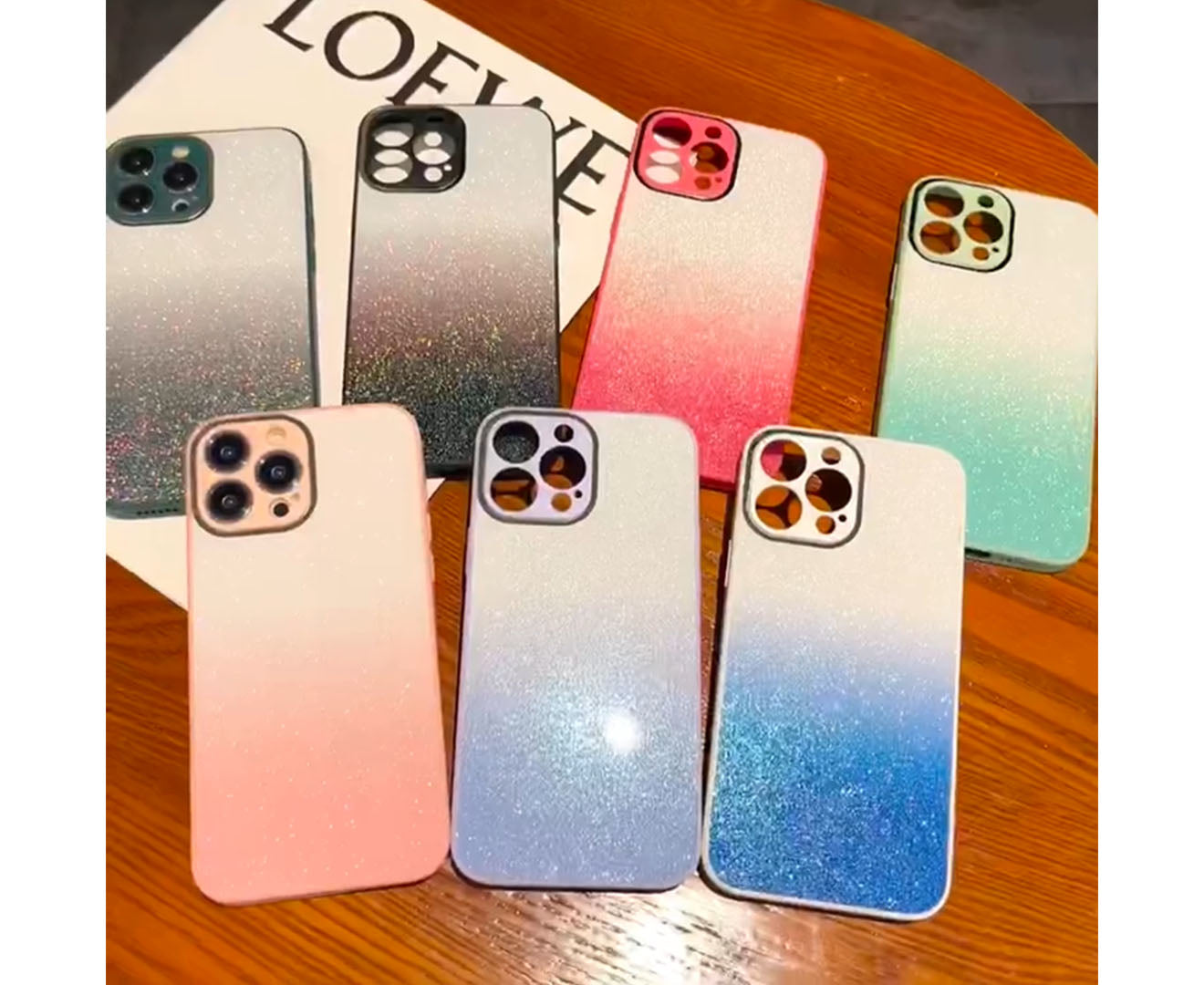 Anymob iPhone Case Black Gradient Glitter Bling Case Protective Soft Silicone Mobile Cover For iPhone 14 11 12 13 Pro Max X XR XS Max 7 8 Plus SE 2020-Mobile Phone Cases-PEROZ Accessories