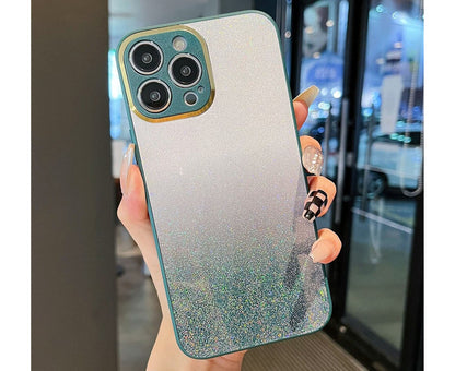 Anymob iPhone Case Green Gradient Glitter Bling Case Protective Soft Silicone Mobile Cover For iPhone 14 11 12 13 Pro Max X XR XS Max 7 8 Plus SE 2020-Mobile Phone Cases-PEROZ Accessories