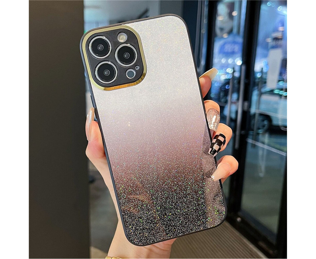 Anymob iPhone Case Black Gradient Glitter Bling Case Protective Soft Silicone Mobile Cover For iPhone 14 11 12 13 Pro Max X XR XS Max 7 8 Plus SE 2020-Mobile Phone Cases-PEROZ Accessories