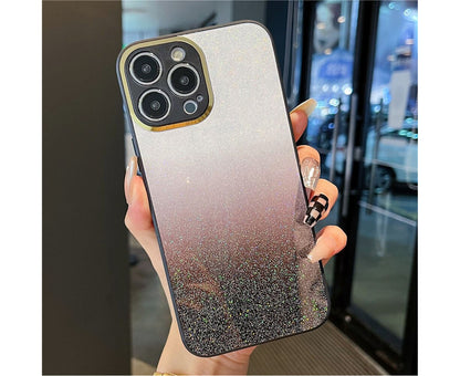 Anymob iPhone Case Black Gradient Glitter Bling Case Protective Soft Silicone Mobile Cover For iPhone 14 11 12 13 Pro Max X XR XS Max 7 8 Plus SE 2020-Mobile Phone Cases-PEROZ Accessories