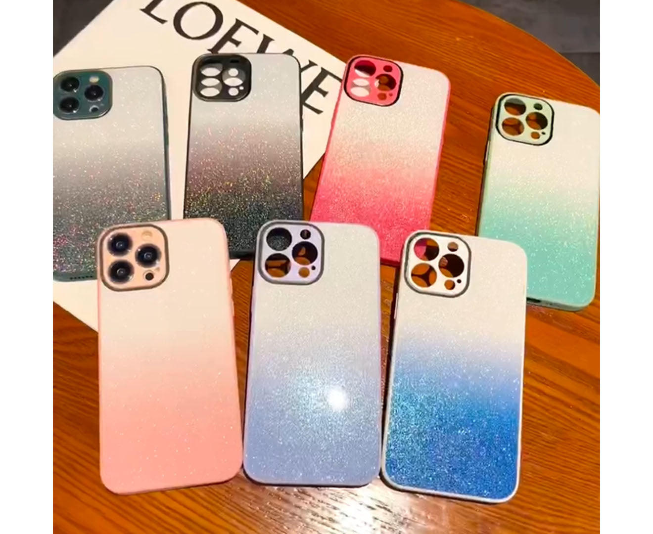 Anymob iPhone Case Blue Gradient Glitter Bling Case Protective Soft Silicone Mobile Cover For iPhone 14 11 12 13 Pro Max X XR XS Max 7 8 Plus SE 2020-Mobile Phone Cases-PEROZ Accessories
