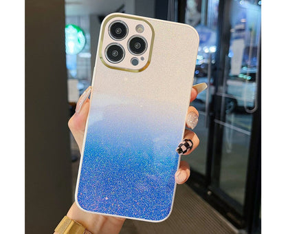 Anymob iPhone Case Blue Gradient Glitter Bling Case Protective Soft Silicone Mobile Cover For iPhone 14 11 12 13 Pro Max X XR XS Max 7 8 Plus SE 2020-Mobile Phone Cases-PEROZ Accessories
