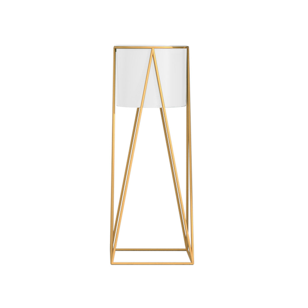 SOGA 70cm Gold Metal Plant Stand with White Flower Pot Holder Corner Shelving Rack Indoor Display-Indoor Pots, Planters and Plant Stands-PEROZ Accessories