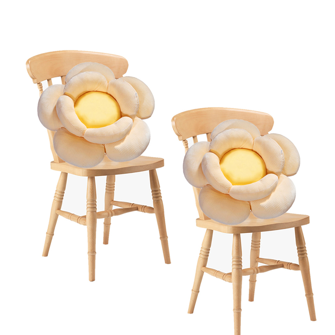 SOGA 2X Beige Double Flower Shape Cushion Soft Bedside Floor Plush Pillow Home Decor-Chair &amp; Sofa Cushions-PEROZ Accessories