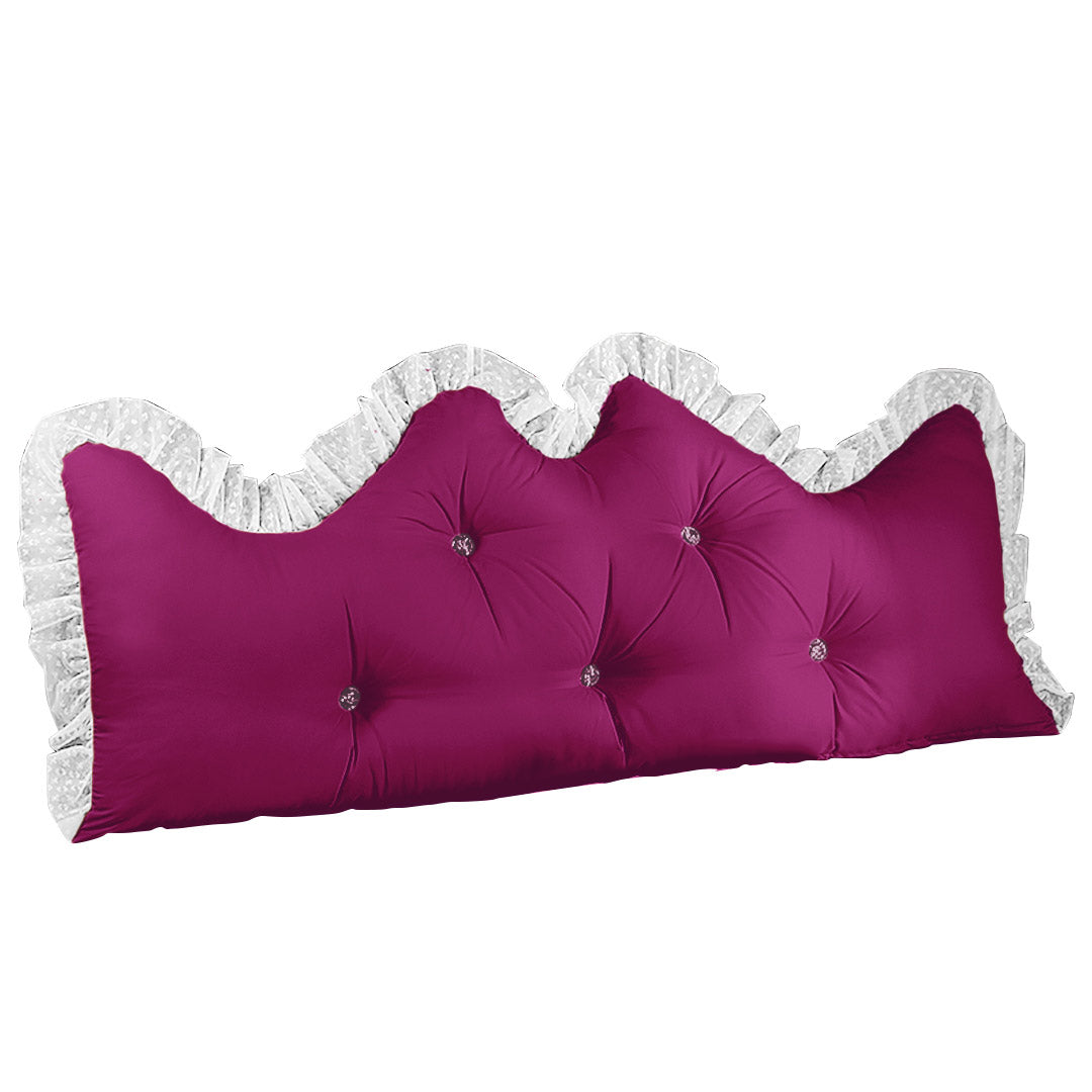 SOGA 150cm Burgundy Princess Bed Pillow Headboard Backrest Bedside Tatami Sofa Cushion with Ruffle Lace Home Decor-PEROZ Accessories