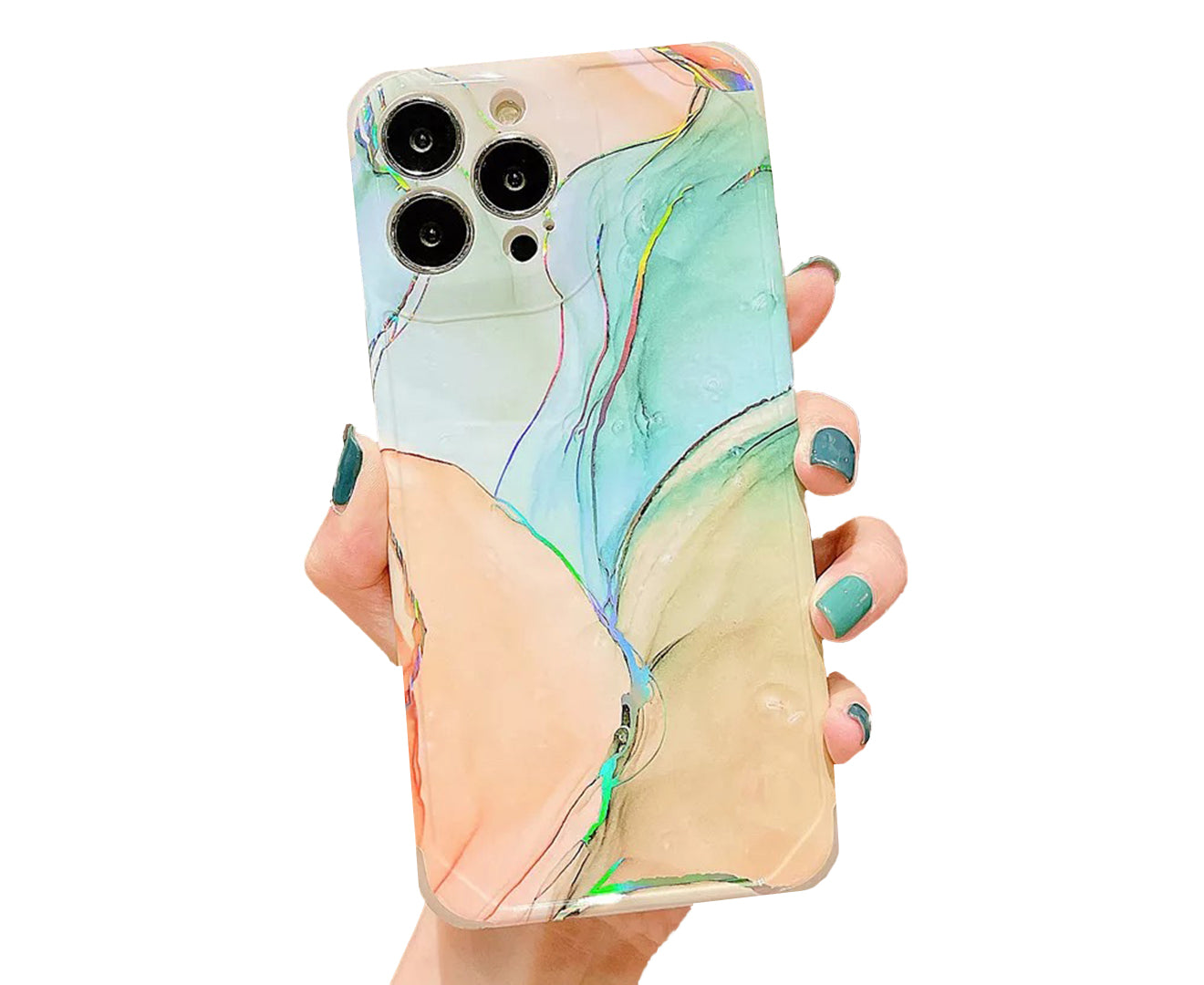 Anymob iPhone Case Blush Laser Marble Shockproof Firm Flex Mobile Cover For iPhone 13 12 11 Pro Max Compatible-Mobile Phone Cases-PEROZ Accessories