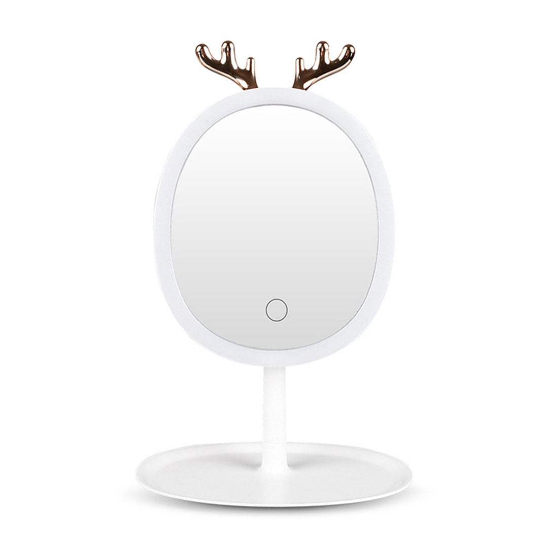 SOGA White Antler LED Light Makeup Mirror Tabletop Vanity Home Decor-Makeup Mirrors-PEROZ Accessories