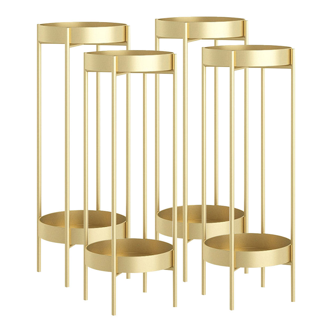 SOGA 4X 2 Layer 80cm Gold Metal Plant Stand Flower Pot Holder Corner Shelving Rack Indoor Display-Indoor Pots, Planters and Plant Stands-PEROZ Accessories