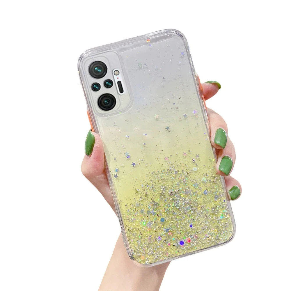 Anymob Xiaomi Phone Case Yellow Gradient Sequins Glitter Silicone Mobile Cover For Note 10 9 8 Pro 10S 9A 9C 9T Mi 11 Lite Poco X3 F3 M3-Mobile Phone Cases-PEROZ Accessories