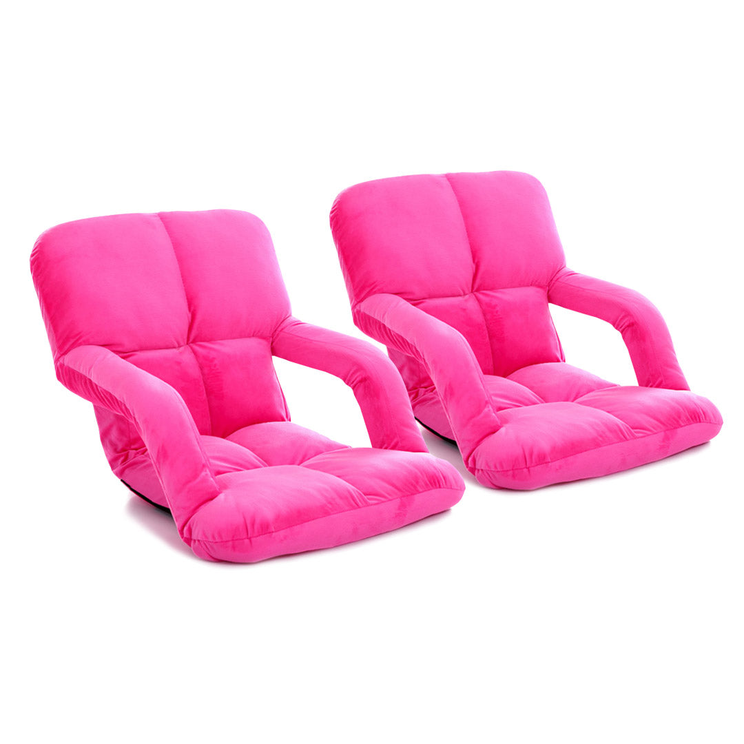 SOGA 2X Foldable Lounge Cushion Adjustable Floor Lazy Recliner Chair with Armrest Pink - Kid-Recliner Chair-PEROZ Accessories