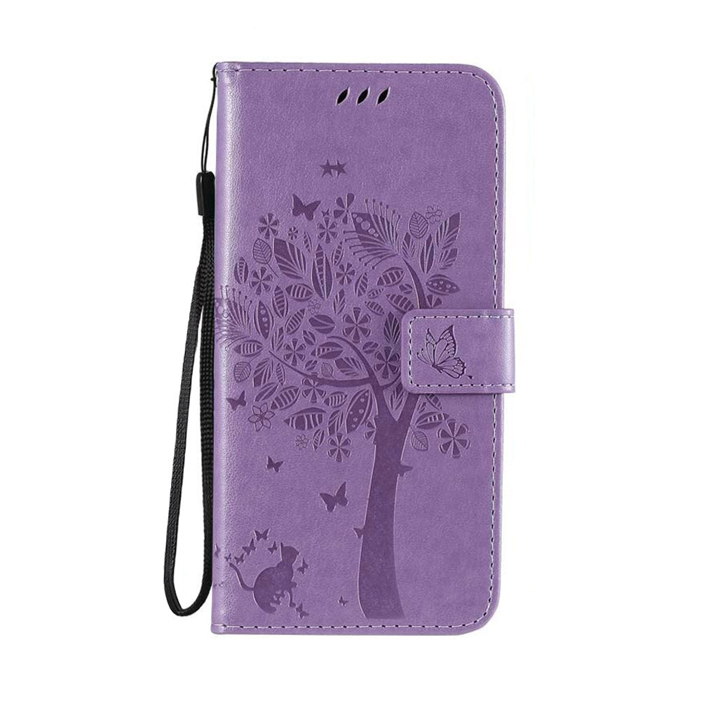 Anymob Samsung Case Purple 3D Tree Flip Leather Phone Magnetic Wallet Stand Cover With Card Slot-Mobile Phone Cases-PEROZ Accessories