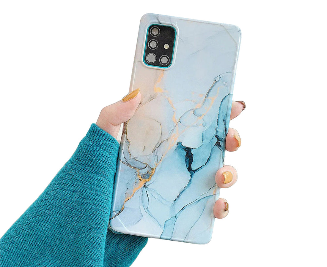 Anymob Samsung Phone Case Light Blue Marble Mobile Cover For S21 Plus Ultra S10 Plus S20 Plus Ultra S20 FE Lite Note 10 A50 30S 50S A51 A71 S22-Mobile Phone Cases-PEROZ Accessories