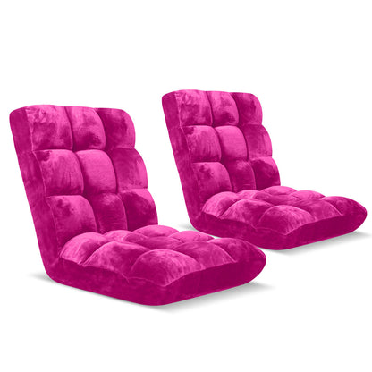 SOGA 2X Floor Recliner Folding Lounge Sofa Futon Couch Folding Chair Cushion Pink-Recliner Chair-PEROZ Accessories