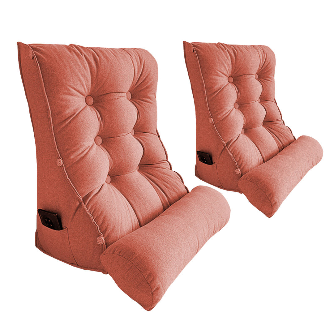 SOGA 2X 45cm Peach Triangular Wedge Lumbar Pillow Headboard Backrest Sofa Bed Cushion Home Decor-Headboard Pillow-PEROZ Accessories