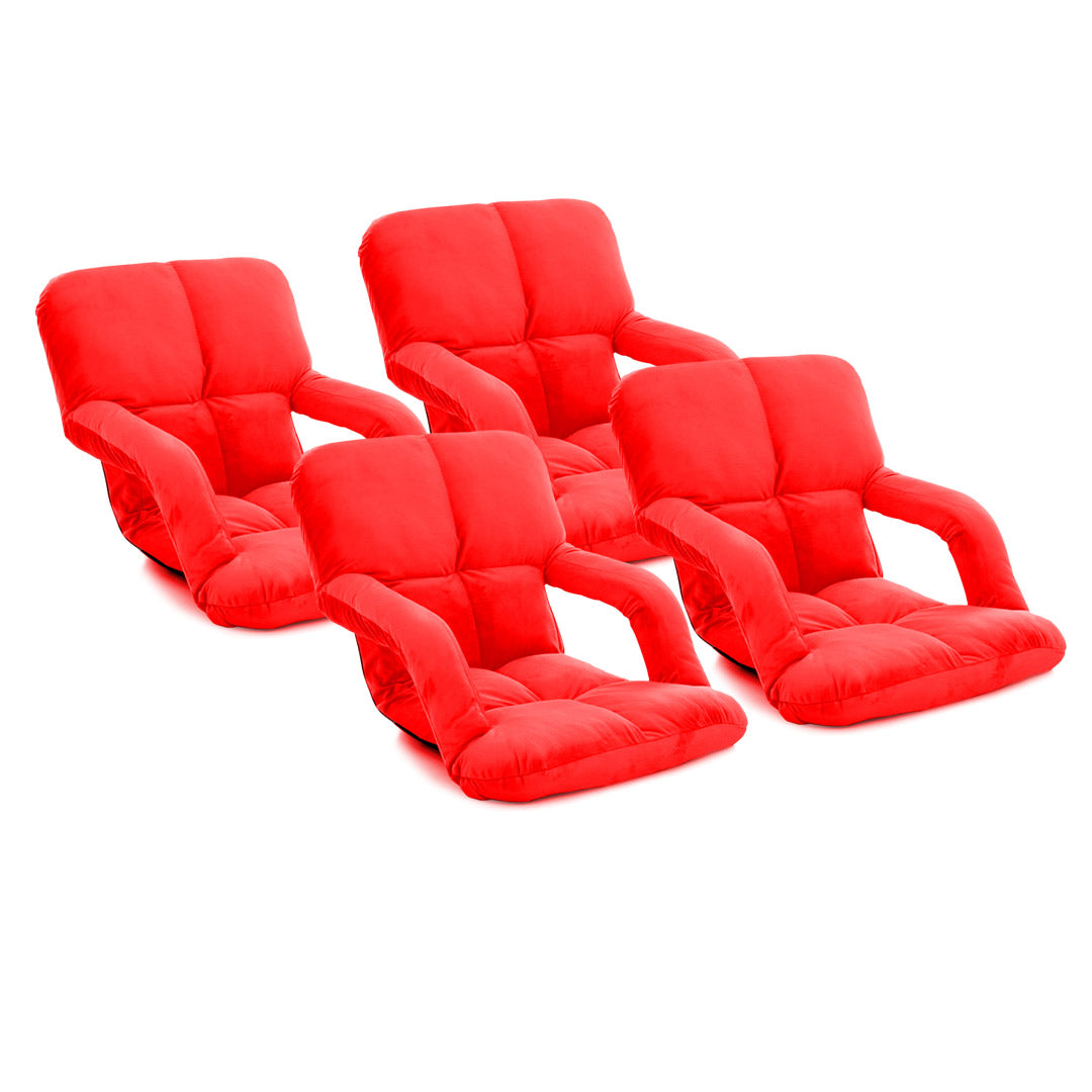 SOGA 4X Foldable Lounge Cushion Adjustable Floor Lazy Recliner Chair with Armrest Red-Recliner Chair-PEROZ Accessories