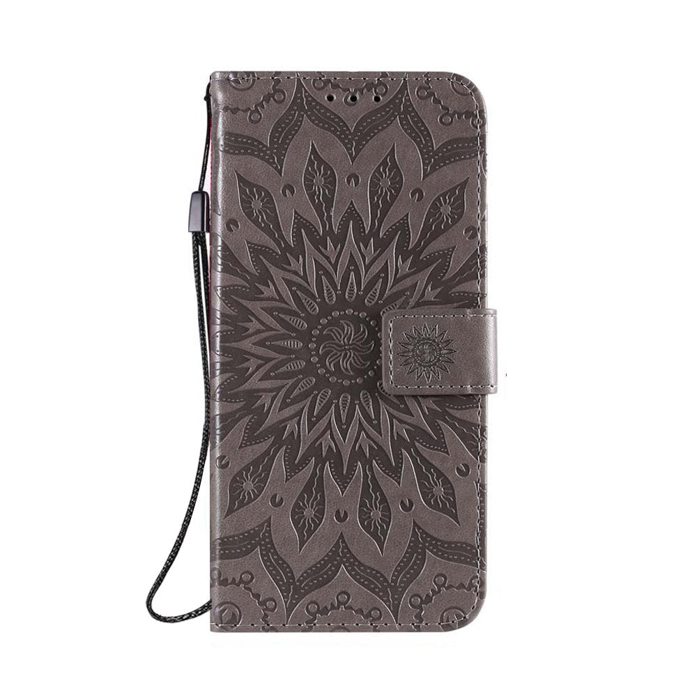 Anymob Xiaomi Redmi Case Gray Flower Book Leather Flip Phone Cover Wallet 3D Case Cover Protection-Mobile Phone Cases-PEROZ Accessories