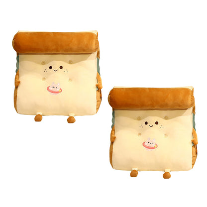 SOGA 2X Smiley Face Toast Bread Wedge Cushion Stuffed Plush Cartoon Back Support Pillow Home Decor-PEROZ Accessories
