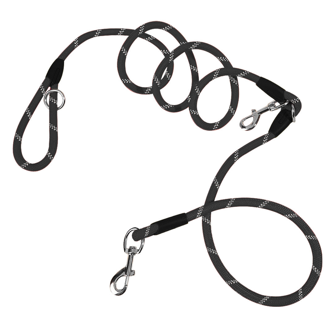 SOGA 220cm Multifunction Hands Free Rope Pet Cat Dog Puppy Double Ended Leash for Walking Training Tracking Obedience Black-Dog Collars-PEROZ Accessories