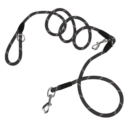 SOGA 220cm Multifunction Hands Free Rope Pet Cat Dog Puppy Double Ended Leash for Walking Training Tracking Obedience Black-Dog Collars-PEROZ Accessories