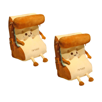 SOGA 2X Smiley Face Toast Bread Wedge Cushion Stuffed Plush Cartoon Back Support Pillow Home Decor-PEROZ Accessories