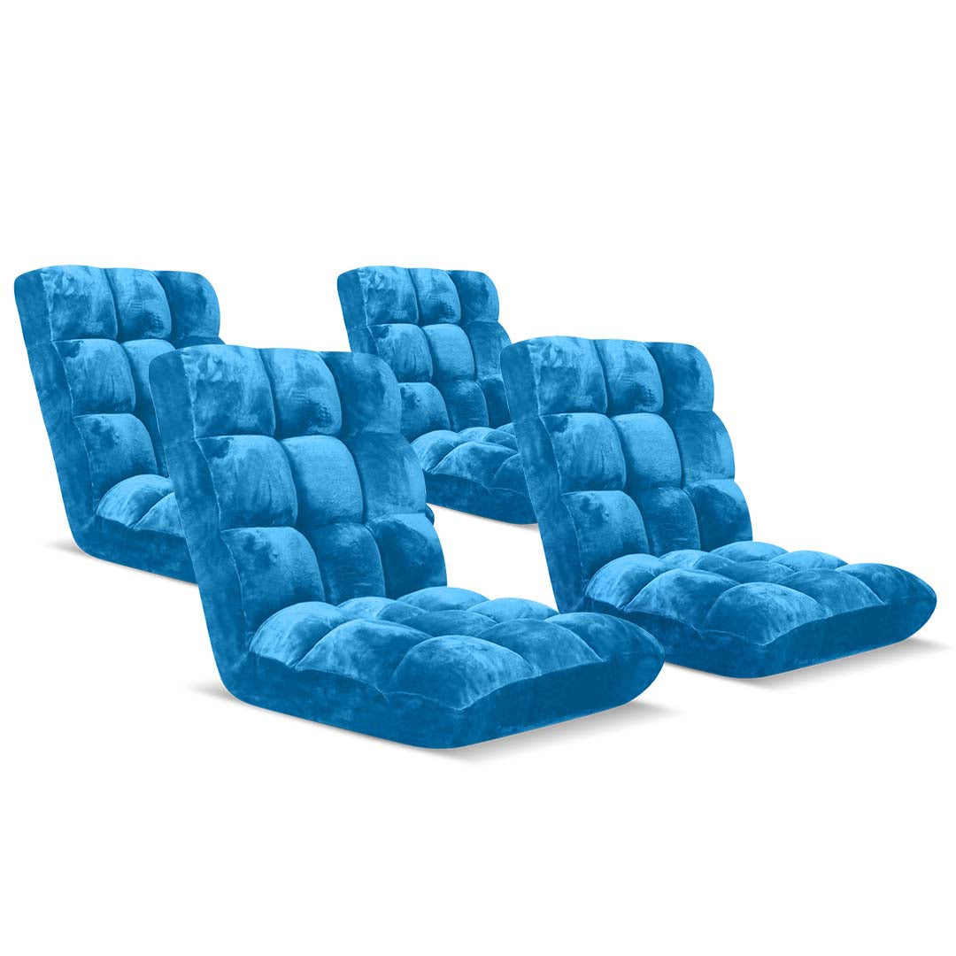 SOGA 4X Floor Recliner Folding Lounge Sofa Futon Couch Folding Chair Cushion Blue-Recliner Chair-PEROZ Accessories