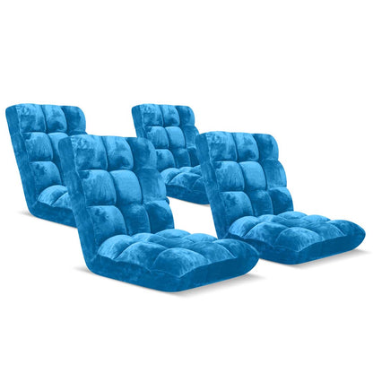 SOGA 4X Floor Recliner Folding Lounge Sofa Futon Couch Folding Chair Cushion Blue-Recliner Chair-PEROZ Accessories