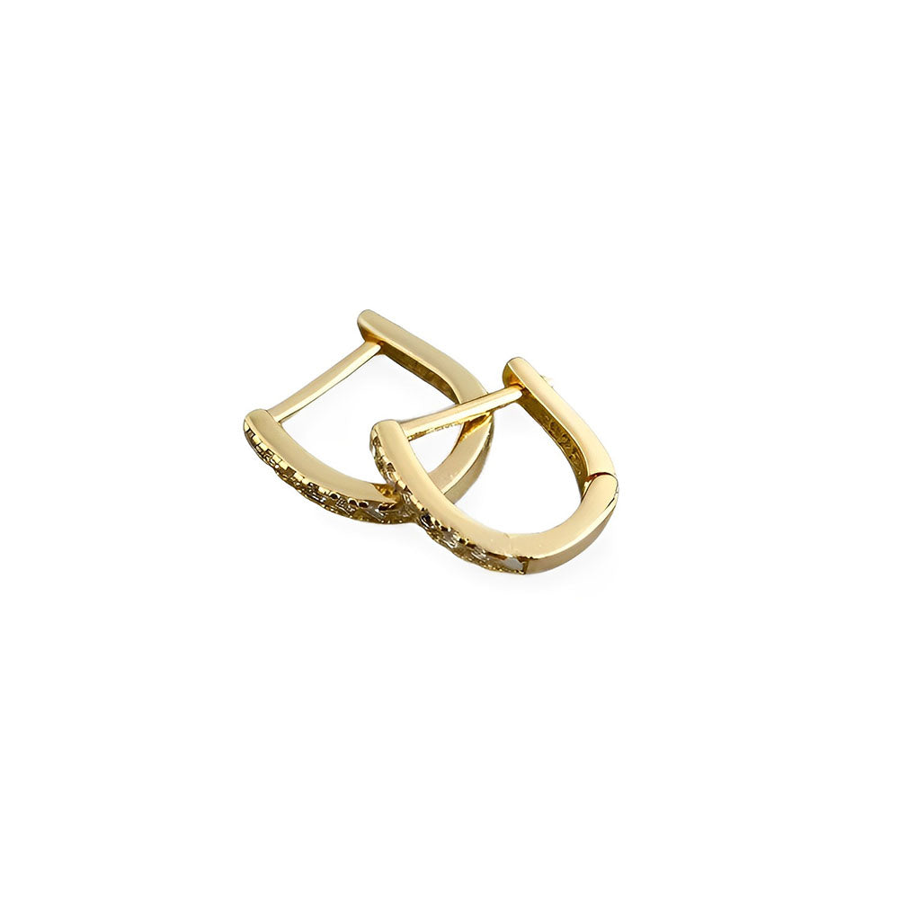 Anyco Hoop Earrings Simple Punk Pave CZ Zircon Huggies Charm Gold Women Piercing Jewelry Accessories 8mm-Earrings-PEROZ Accessories