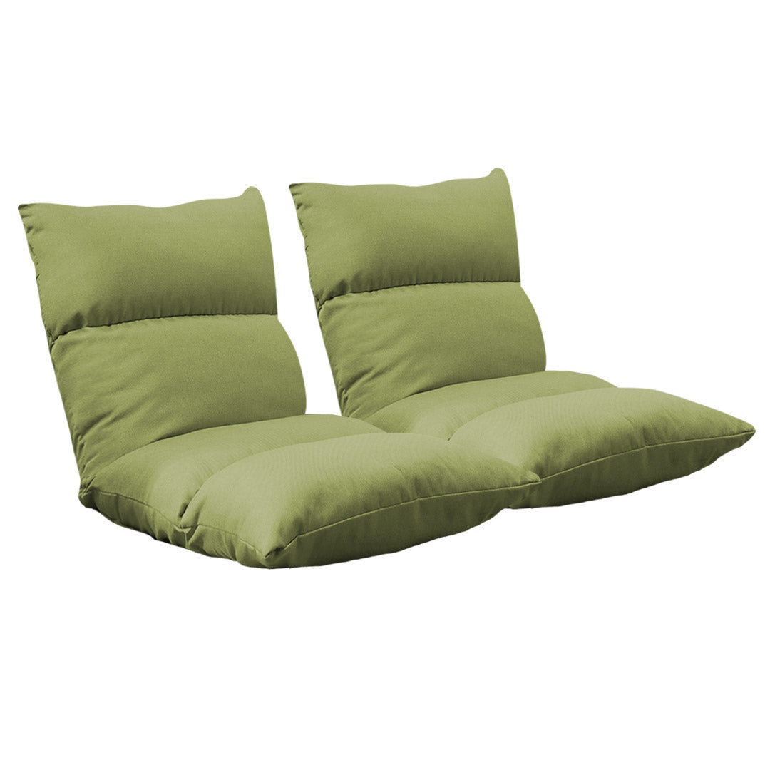 SOGA 2X Lounge Floor Recliner Adjustable Lazy Sofa Bed Folding Game Chair Yellow Green-Recliner Chair-PEROZ Accessories