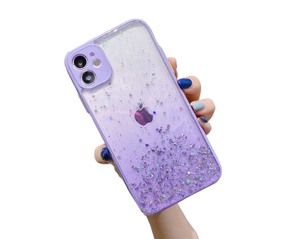 Anymob iPhone Case Purple Luxury Glitter Sequins Camera Protection Silicone For 13 11 12 Pro Max XR XS Max 7 8 Plus SE 2020-Mobile Phone Cases-PEROZ Accessories