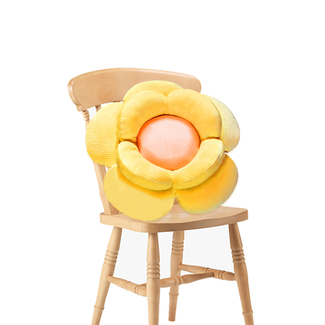 SOGA Yellow Double Flower Shape Cushion Soft Bedside Floor Plush Pillow Home Decor-Chair &amp; Sofa Cushions-PEROZ Accessories