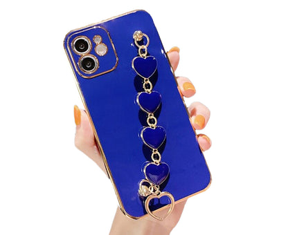 Anymob iPhone Case Blue Heart Bracelet Colorful Electroplating Silicone Mobile Cover iPhone 13 11 12 Pro Max X XR XS Max Compatible-Mobile Phone Cases-PEROZ Accessories