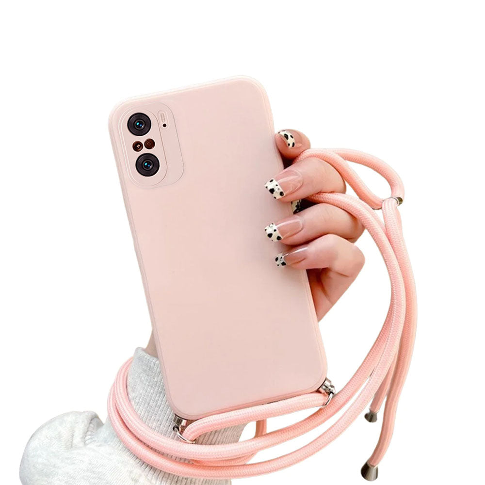 Anymob Xiaomi Phone Case Pink Crossbody Lanyard Soft Silicon For Mi 11T Pro 11 Lite Redmi Note 10 9 Pro Max 10S 9T Mi POCO X3 Compatible-Mobile Phone Cases-PEROZ Accessories