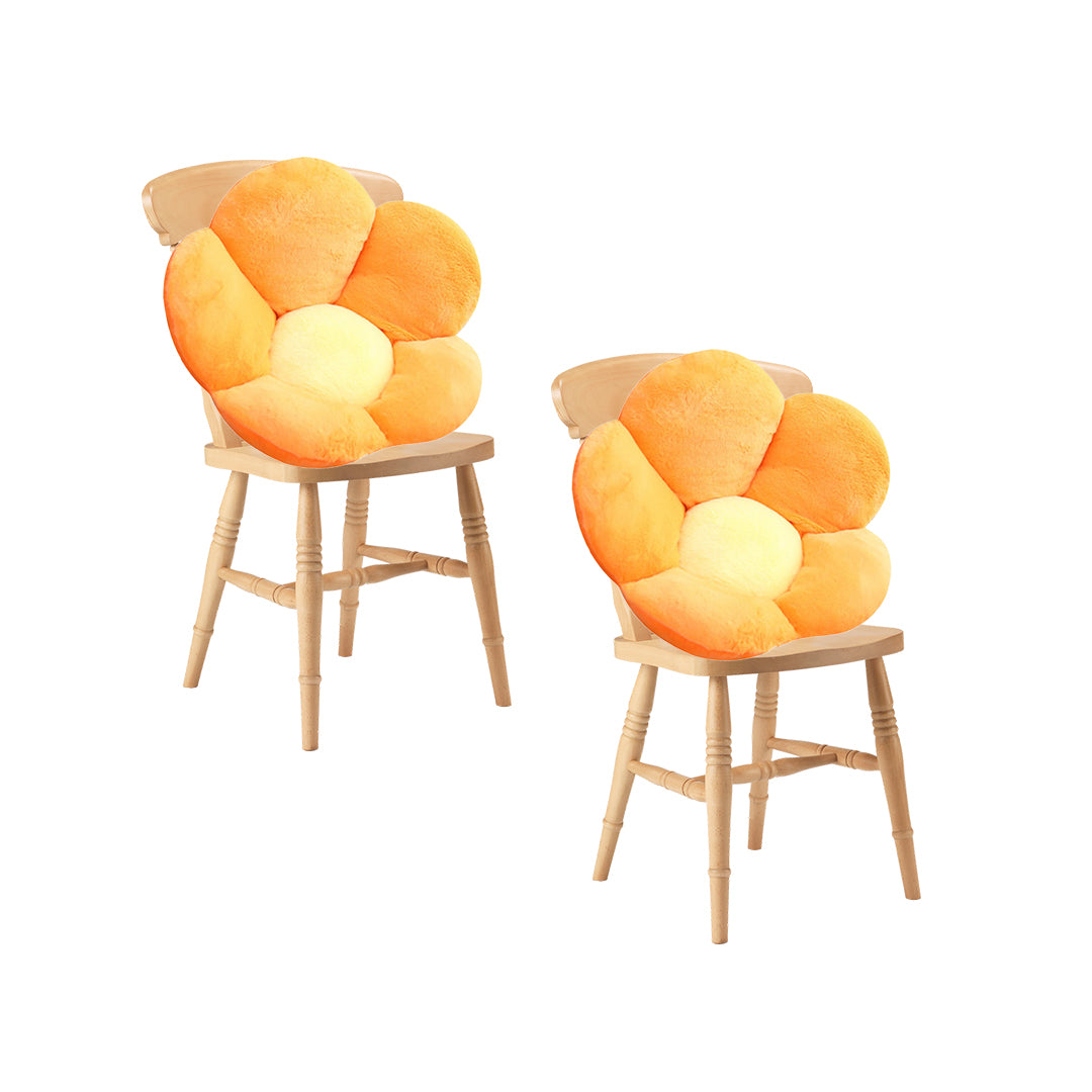 SOGA 2X Orange Whimsical Big Flower Shape Cushion Soft Leaning Bedside Pad Floor Plush Pillow Home Decor-Chair & Sofa Cushions-PEROZ Accessories