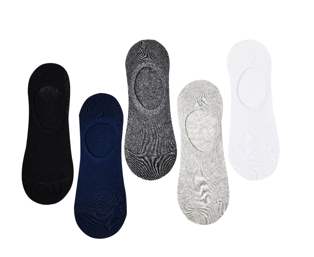Anysox 5 Pairs Size 4-9 Mixed Colors Boat Socks Summer Thin Invisible Cotton Non-Slip Silicone Breathable Pure Color For Men-Socks-PEROZ Accessories