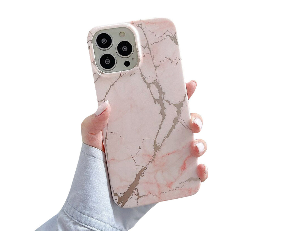 Anymob iPhone Case Pink Marble Soft Silicone Shockproof Back Shell Mobile Cover iPhone 13 11 12 Pro Max XS X XR 7 8 Plus SE 2020 Compatible-Mobile Phone Cases-PEROZ Accessories