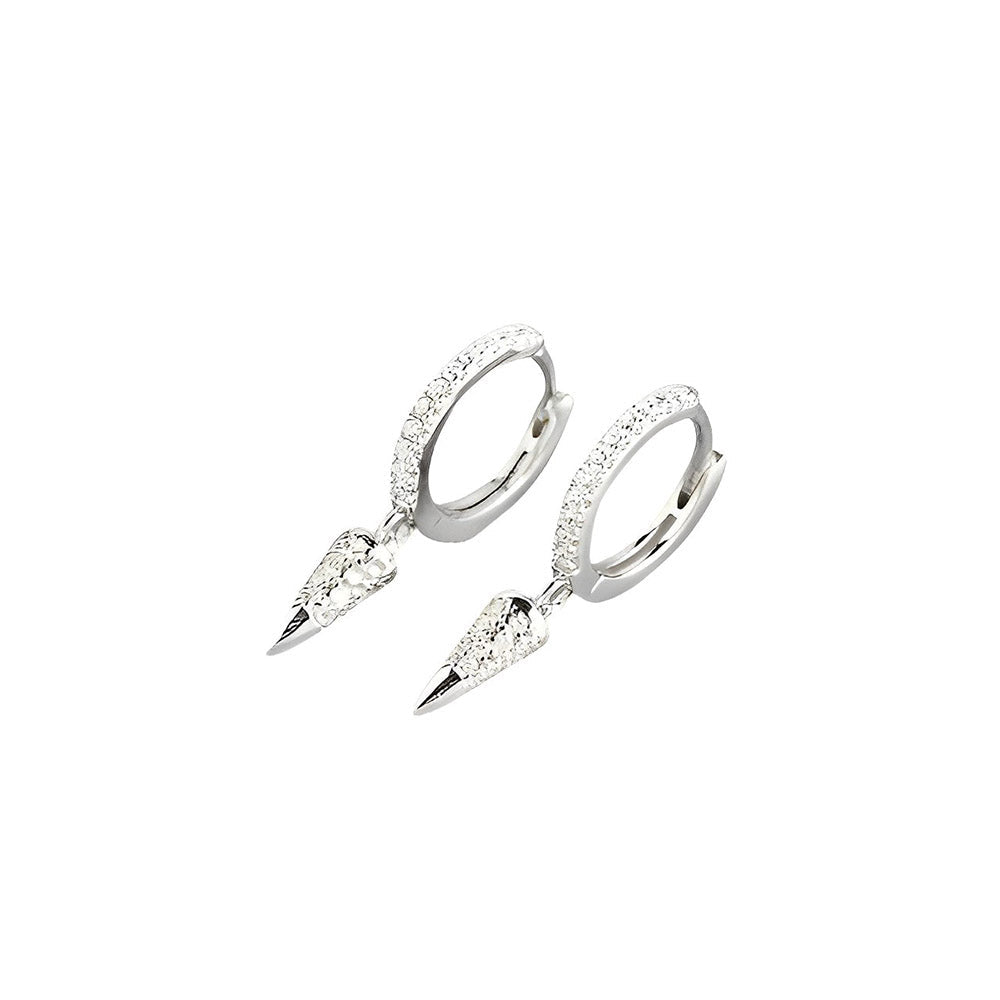 Anyco Earrings Sterling Silver Luxury Pave Zircon Cone French Style Ear For Women Girl Fashion Stylish Rock Accessories Jewelry Gifts-Earrings-PEROZ Accessories