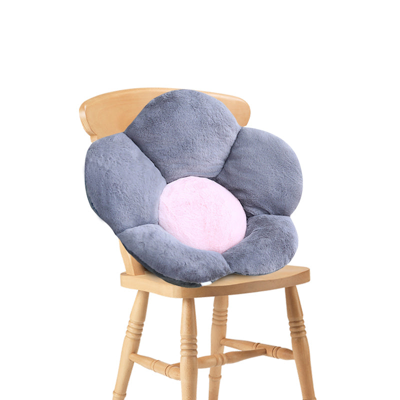 SOGA Dark Gray Whimsical Big Flower Shape Cushion Soft Leaning Bedside Pad Floor Plush Pillow Home Decor-Chair &amp; Sofa Cushions-PEROZ Accessories