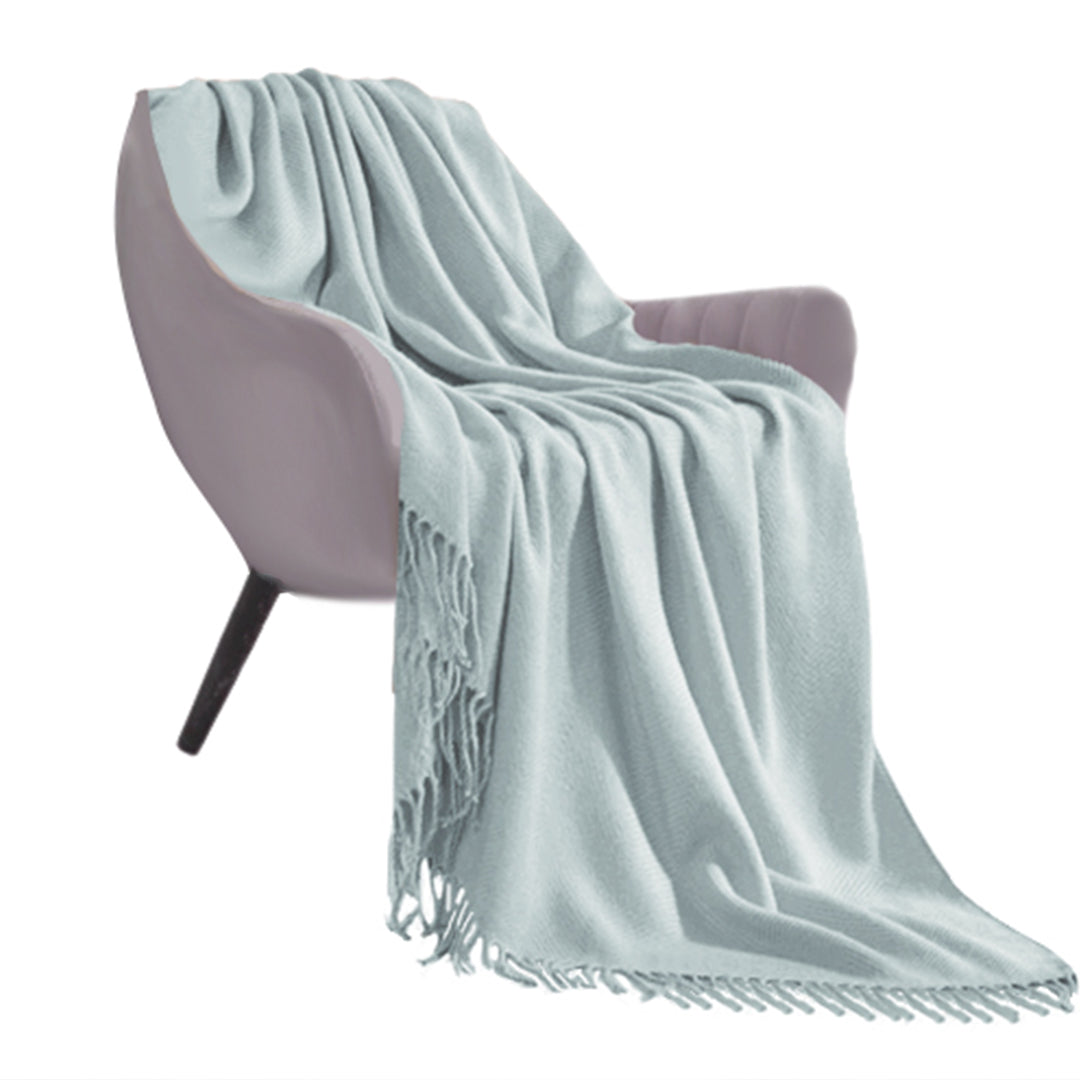 SOGA Grey Acrylic Knitted Throw Blanket Solid Fringed Warm Cozy Woven Cover Couch Bed Sofa Home Decor-Throw Blankets-PEROZ Accessories