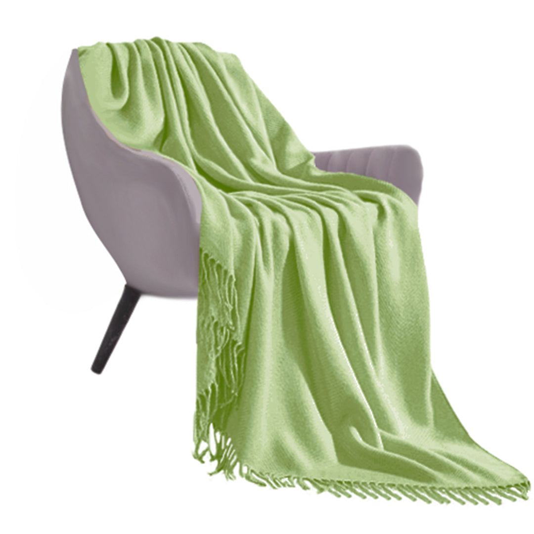SOGA Green Acrylic Knitted Throw Blanket Solid Fringed Warm Cozy Woven Cover Couch Bed Sofa Home Decor-Throw Blankets-PEROZ Accessories