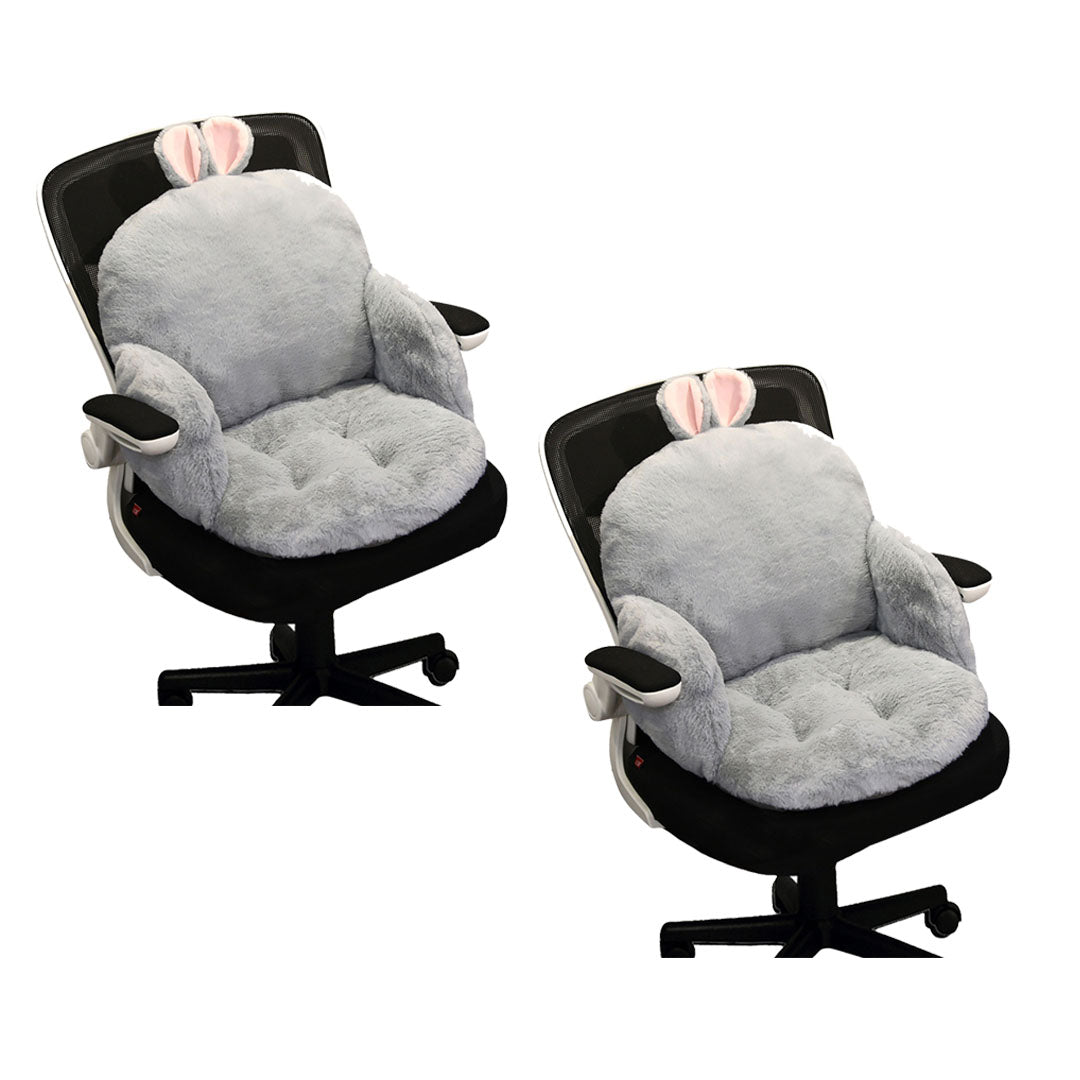 SOGA 2X Gray Bunny Shape Cushion Soft Leaning Bedside Pad Sedentary Plushie Pillow Home Decor-Chair & Sofa Cushions-PEROZ Accessories