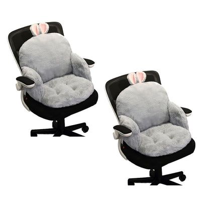 SOGA 2X Gray Bunny Shape Cushion Soft Leaning Bedside Pad Sedentary Plushie Pillow Home Decor-Chair &amp; Sofa Cushions-PEROZ Accessories