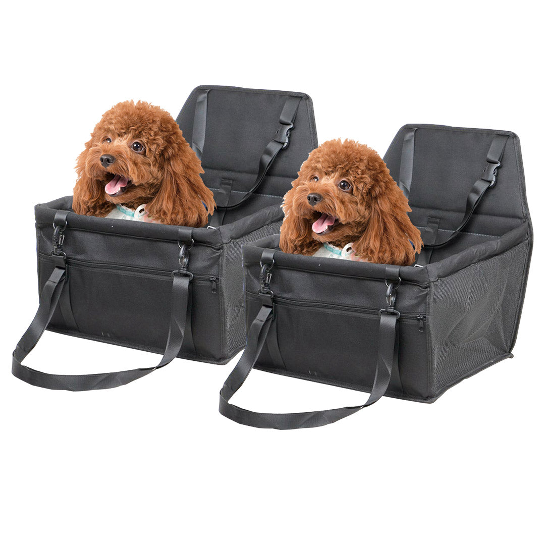 SOGA 2X Waterproof Pet Booster Car Seat Breathable Mesh Safety Travel Portable Dog Carrier Bag - Black-PEROZ Accessories