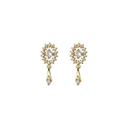 Anyco Fashion Earrings Golden Luxury Full Zircon Elegant Oval Stud for Women Trendy Charm Wedding Anniversary Jewelry Gift-Earrings-PEROZ Accessories