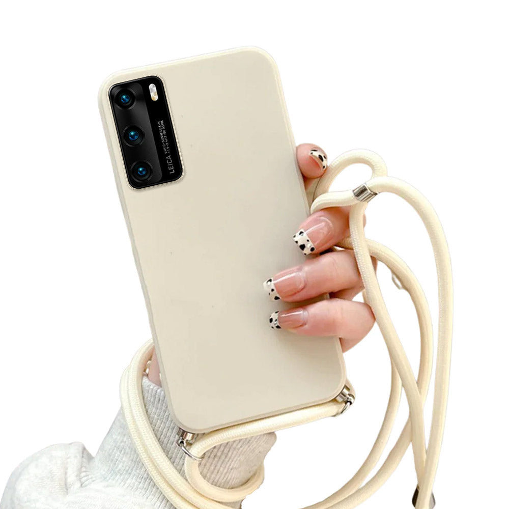 Anymob Huawei Phone Case White Necklace Crossbody Cord Rope Silicone For P30 P40 Lite P50 P20 Pro Mate 20 30 P Smart 2021-Mobile Phone Cases-PEROZ Accessories