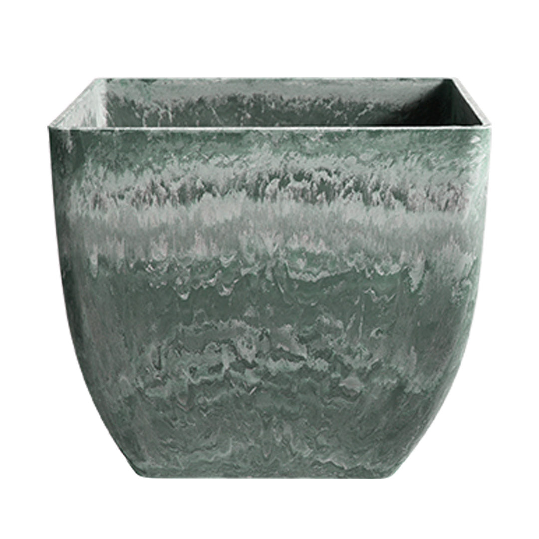 SOGA 32cm Green Grey Square Resin Plant Flower Pot in Cement Pattern Planter Cachepot for Indoor Home Office-Indoor Pots, Planters and Plant Stands-PEROZ Accessories