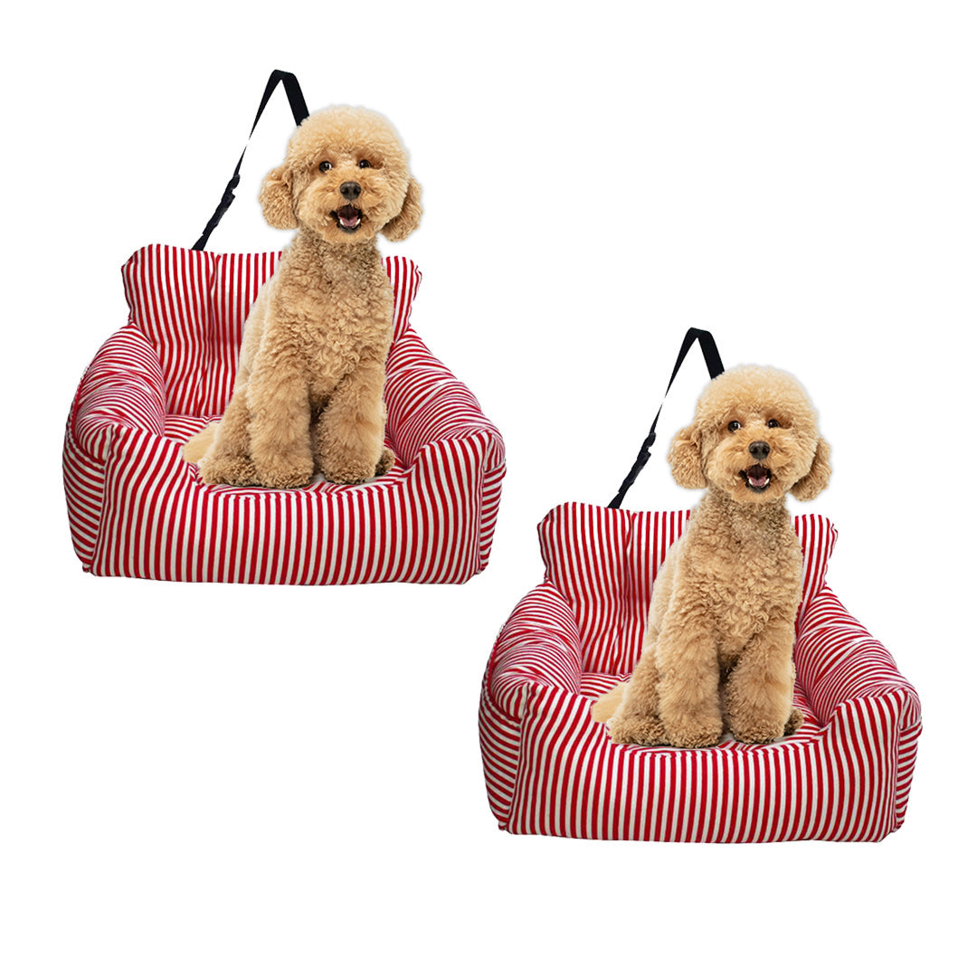 SOGA 2X Red Pet Car Seat Sofa Safety Soft Padded Portable Travel Carrier Bed-Pet Carriers & Travel Products-PEROZ Accessories