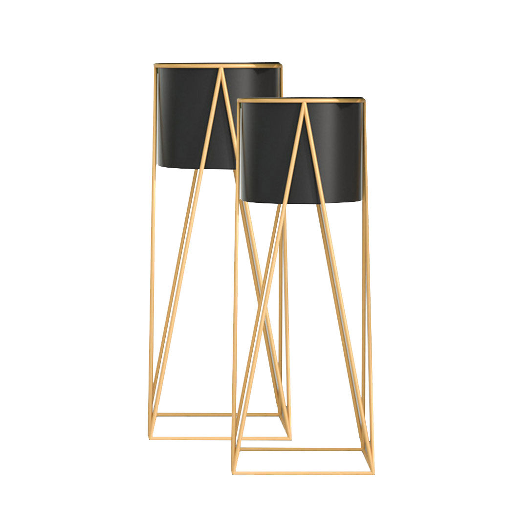 SOGA 2X 70cm Gold Metal Plant Stand with Black Flower Pot Holder Corner Shelving Rack Indoor Display-Indoor Pots, Planters and Plant Stands-PEROZ Accessories